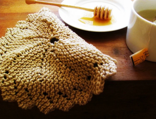 Hand Knit Cotton Cloth "Snowflake"