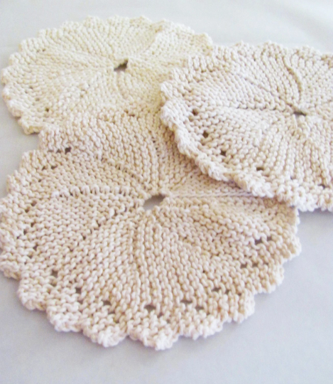Hand Knit Cotton Cloth "Snowflake"